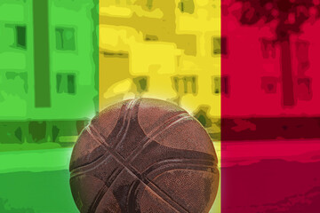 Basketball ball with Mali flag, basket ball and national flag, basketball cup idea, Mali victory 