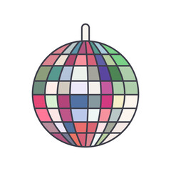 Vector illustration of retro disco ball isolated on white for banners, cards, flyers, social media wallpaper , greeting card, invitations, tapestry to print on t-shirts, stickers, mugs and more.
