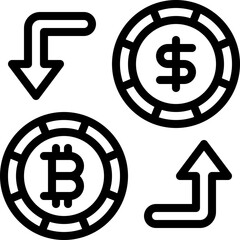 money exchange dollar bitcoin icon