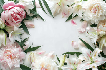 Floral Frame with White Space, Elegant Flowers for Creative Design and Events