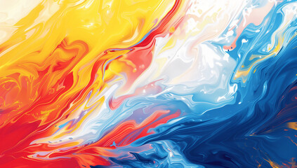Bold abstract waves in fiery orange and cool blue