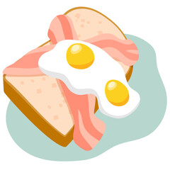 ベーコンと目玉焼きを乗せた山型食パンの美味しそうな朝食