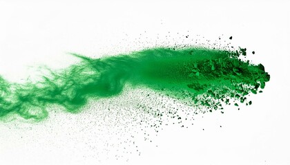 green chalk and dust flying, effect explode isolated on white background