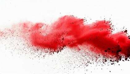 Fototapeta premium red chalk and dust flying, effect explode isolated on white background