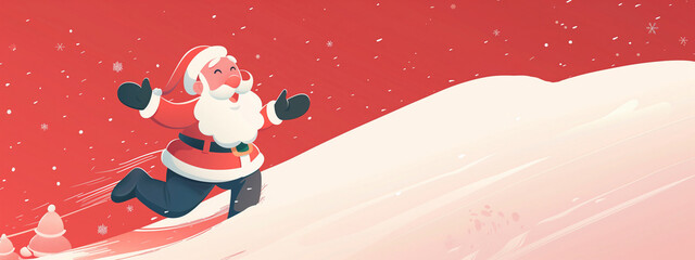 Happy christmas santa in the snow with copy space
