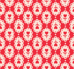 Japanese Heart Flower Motif Vector Seamless Pattern
