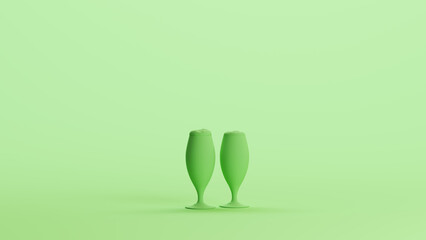 Green mint beer glass drink alcohol glasses party soft tones background 3d illustration render digital rendering