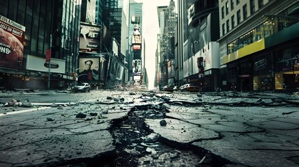 Crumbling Concrete Canyons of a Troubled Metropolis A Symbolic Scene of Societal Instability and Urban Decay