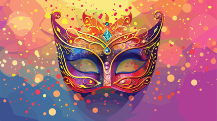 Festive mask on color background Vector illustration.
