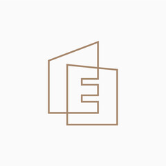 e Letter House Monogram Home mortgage architect architecture logo vector icon illustration