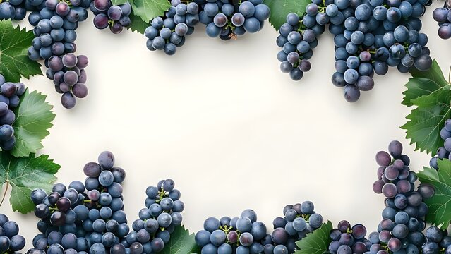 Grapes and vine leaves on a white background: Ideal for winemaking. Concept Wine, Grapes, Vine Leaves, Winemaking, White Background