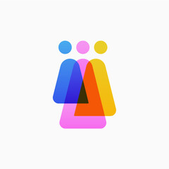 people family together human unity colorful gradient logo vector icon
