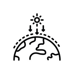 Black line icon for solar irradiance