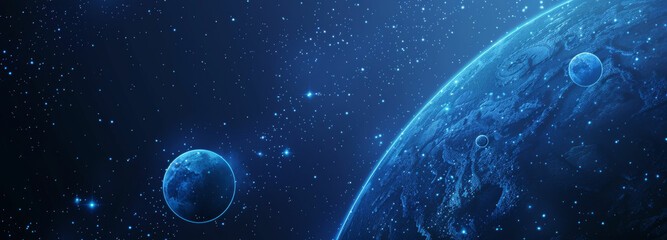 an image of a space scene with planets and stars