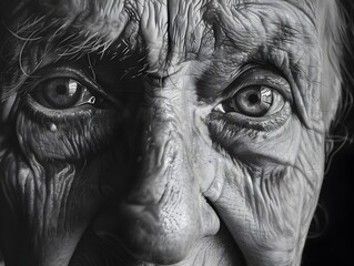 Obraz premium Weathered Faces Reveal the Depth of Alzheimer's Emotional Toll