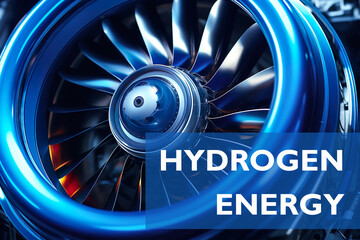 Hydrogen Energy Concept. Renewable energy production - Hydrogen Gas for clean electricity turbine facility.