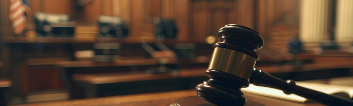 Courtroom background. Banner
