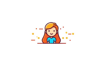 Charming cartoon girl avatar with a modern, simplistic design, set against a light background with decorative elements. Perfect for social media profiles. Generated AI