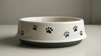 Design Mockup: Functional Pet Food Bowl with Nonslip Base and Paw Print Pattern. Concept Pet Product Design, Functional Accessories, Nonslip Base, Paw Print Pattern, Mockup Template