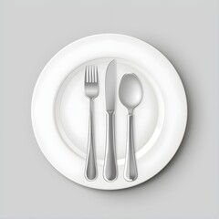 Realistic table setting, arrangement fork spoon