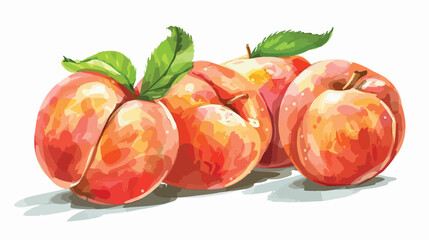 Four of juicy peaches on white background Vector illustration