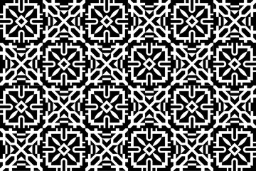 Abstract seamless black and white ornamental pattern. Abstract repeating seamless monochrome, geometric, mosaic pattern.