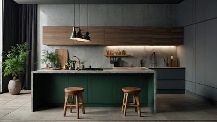 modern kitchen design with dinning table