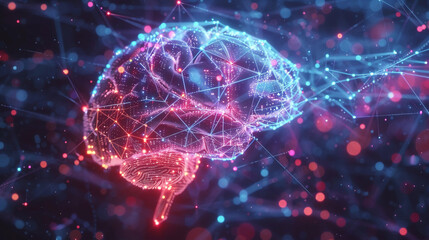 Human Brain with Network Connections and Global Data Flow
