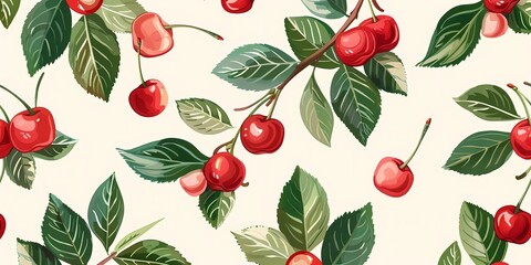 background picture with berries, a simple image of berry bushes, raspberries, strawberries and cherries