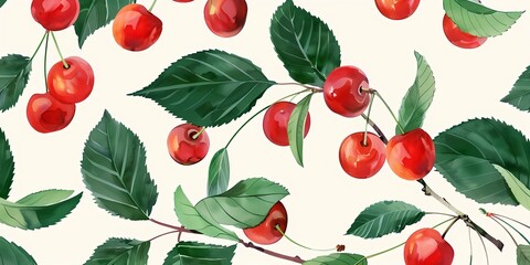 background picture with berries, a simple image of berry bushes, raspberries, strawberries and cherries