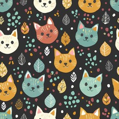 seamless background with cats