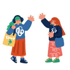 ショピングに出かける女性のイラスト
