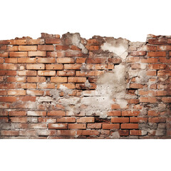 Old brick wall isolated on white background