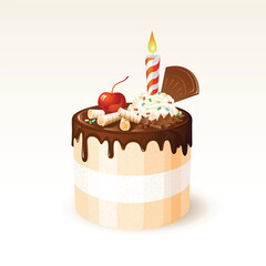 Birthday cake with toppings, EPS10, Vector