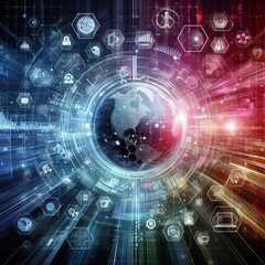 Digital background for tech, AI, data, audio, graphics, Illustration vector Generative Ai