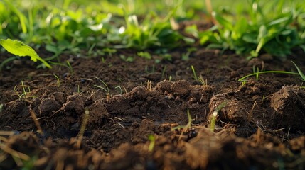 Rugged Soil with Emerging Seedling, Symbolizing the Resilience and Vitality of Soil in Supporting Agriculture