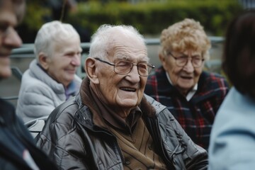 Unidentified senior man with glasses on the street.