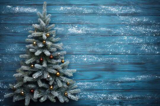 Xmas tree or christmas tree decorated festive christmas background. New year Winter background design, Christmas scene