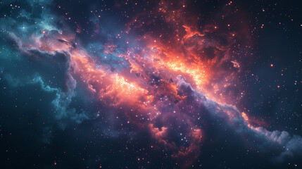 A colorful galaxy with a blue and orange cloud in the middle