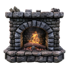 Photo of fireplace isolated on transparent background