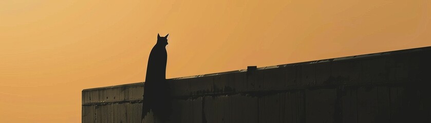 Obraz premium Craft an eerie composition of a silhouetted bat standing on a rooftop