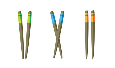 Food chopsticks set vector illustration, ohashi or hashi image isolated on white background, sumpit clipart
