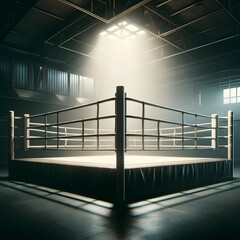 Dawn of Discipline: Empty Boxing Ring Awaiting the Day's Training
