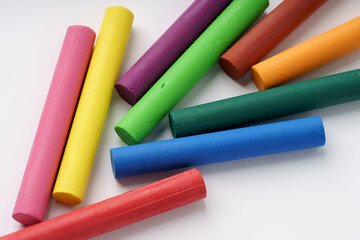 Set of colorful oil pastels on white background.Oil pastels color in box isolated on white background. Crayons