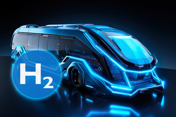 H2 Hydrogen Energy of Future. Hydrogen fuel cell bus