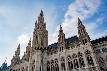 Fototapeta premium Vienna city hall. Rathaus gothic architecture of City hall. Travel and landmarks of Austria