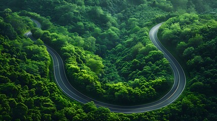 Aerial View of Peaceful Forest Path