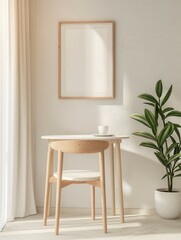 Frame mockup, simple and modern home interior design background, wall poster frame mockup, 3d render