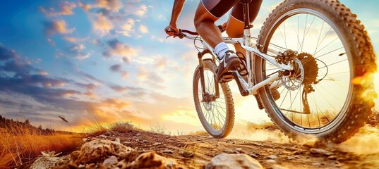 Cyclist s powerful pedaling uphill  strength and endurance in summer olympic games sport