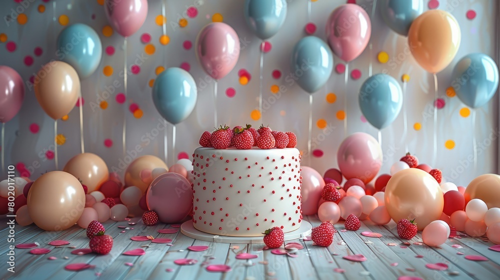 Poster A birthday party background that could be used to showcase large size product. Generative AI.